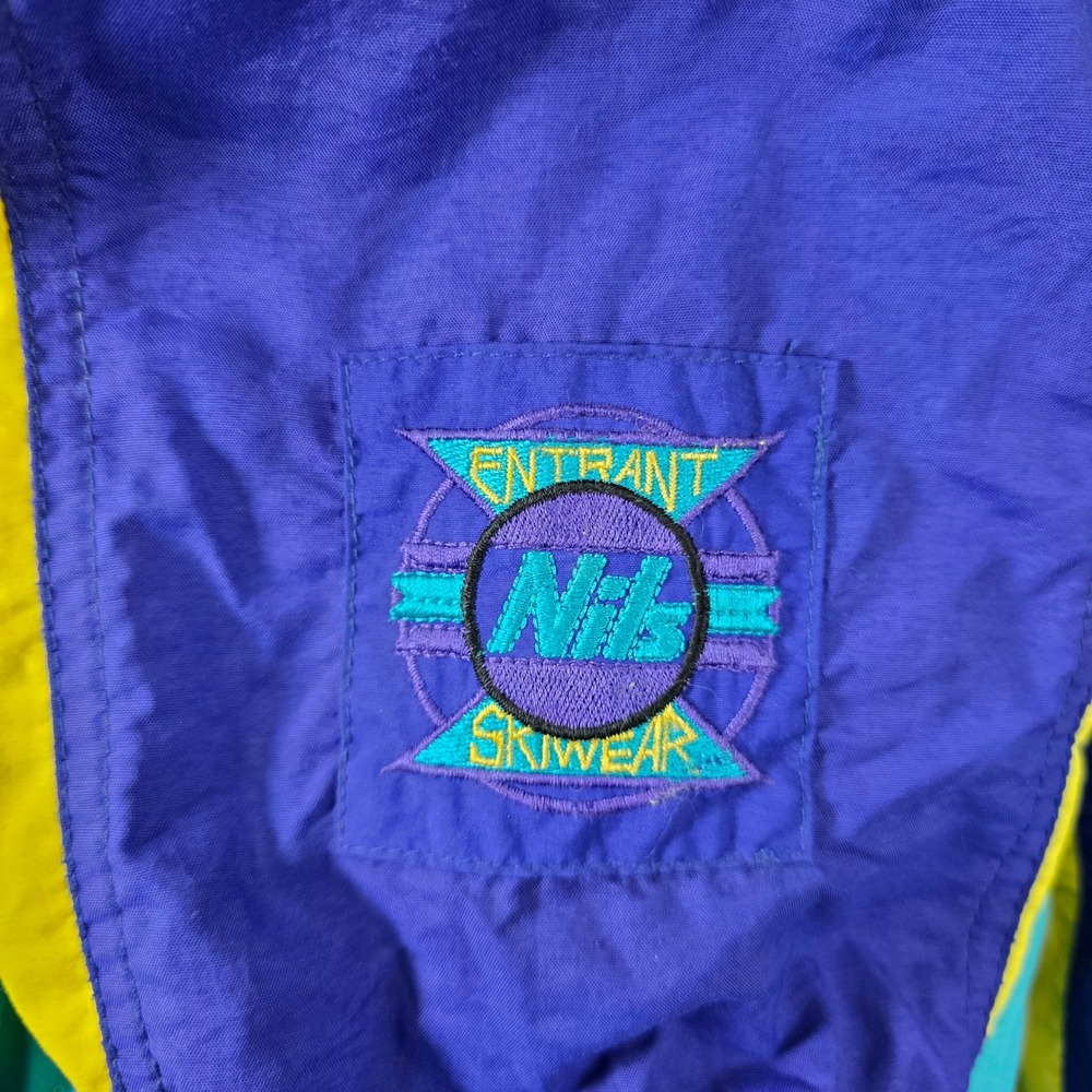 Vintage Nils Ski Jacket XL Teal Purple Yellow Colorblock Entrant Thermore USA - Picture 6 of 8